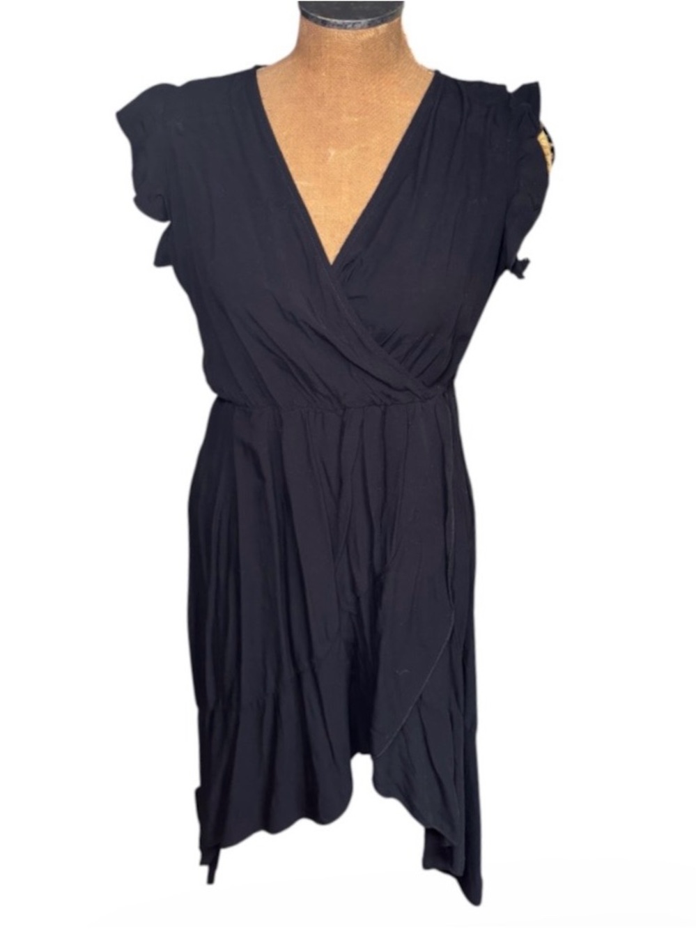 Grecerelle Women's Black Wrap V-Neck Dress Size L